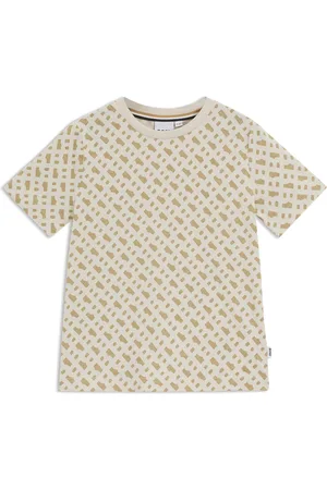 HUGO BOSS Slim-fit T-shirt voor kinderen van katoen met monogramprint
