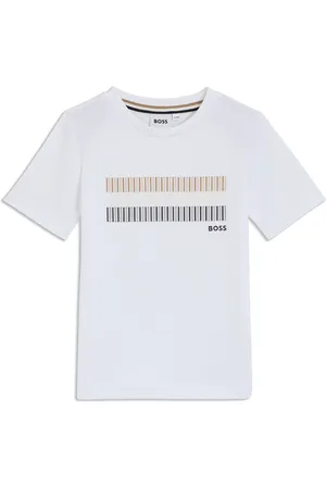 HUGO BOSS Slim-fit katoenen T-shirt met kenmerkende streepprint voor kinderen