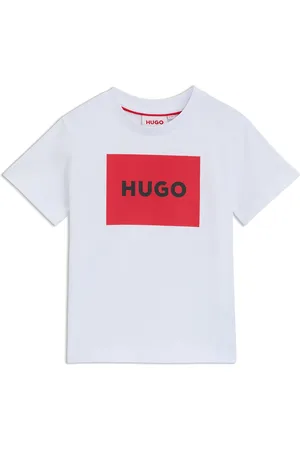 HUGO BOSS T-shirt voor kinderen van katoen met kenmerkend rood boxlogo