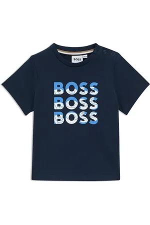 HUGO BOSS T-shirt voor kinderen van katoen met drievoudig logo met kleurverloop