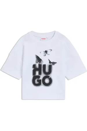 HUGO BOSS Loose-fit katoenen T-shirt met logo-artwork voor kinderen