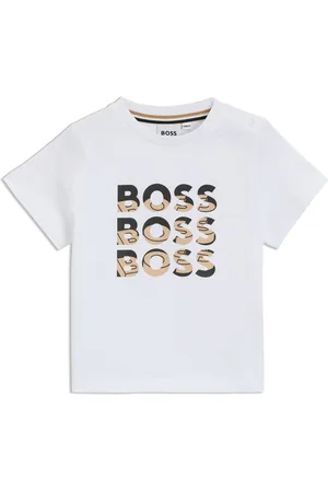 HUGO BOSS T-shirt voor kinderen van katoen met drievoudig logo met kleurverloop