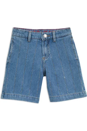 HUGO BOSS Relaxed-fit kindershort van denim met stud-strepen