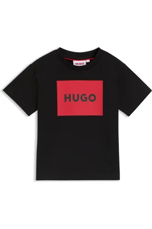HUGO BOSS T-shirt voor kinderen van katoen met kenmerkend rood boxlogo