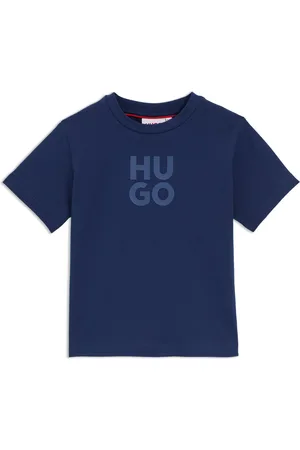 HUGO BOSS Katoenen T-shirt voor kinderen met tweedelige logoprint