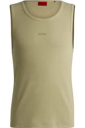 HUGO BOSS Geribde tanktop van stretchkatoen met logoprint