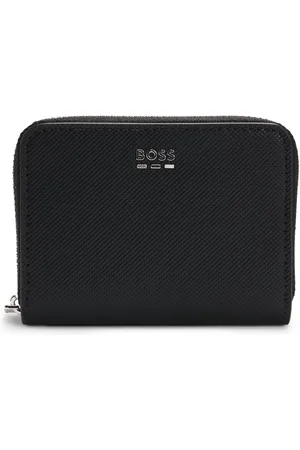 HUGO BOSS Gestructureerde portemonnee met rits rondom en metalen details