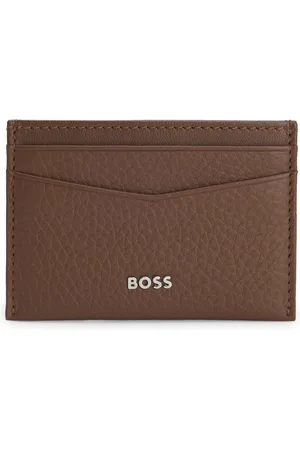 HUGO BOSS Pasjeshouder van generfd leer met logoletters