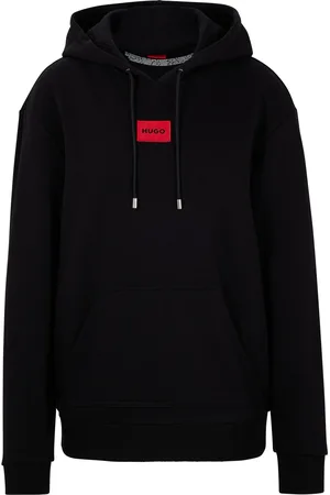 HUGO BOSS Katoenen sweater met capuchon en logolabel