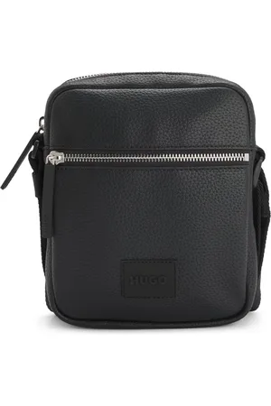 HUGO BOSS Reportertas van generfd imitatieleer met rubberen logopatch