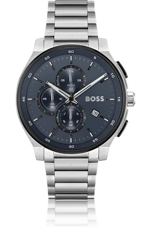 HUGO BOSS Roestvrijstalen chronograaf met matblauwe wijzerplaat