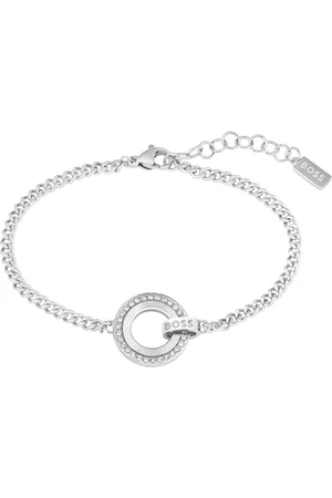 HUGO BOSS Schakelarmband met kristallen ring en schakel met merkaccent