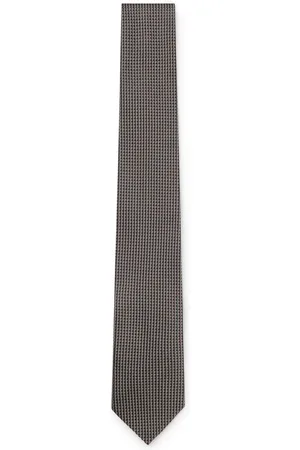 HUGO BOSS Zijden stropdas met microdessin