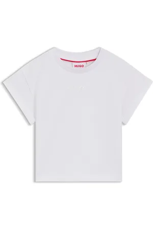 HUGO BOSS Korter T-shirt van katoen met iriserend logo voor kinderen