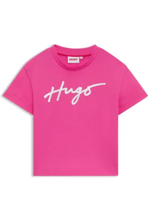 HUGO BOSS Korter T-shirt van katoen met iriserend logo voor kinderen