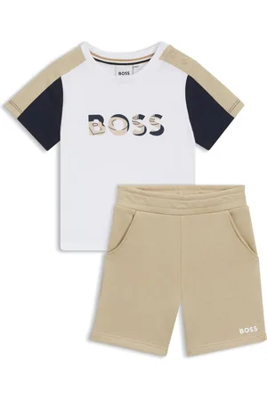 HUGO BOSS Set met T-shirt en shorts voor kinderen in katoen met kleurblokken