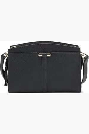HUGO BOSS Crossbodytas van generfd leer met metalen details
