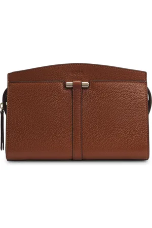 HUGO BOSS Crossbodytas van generfd leer met metalen details