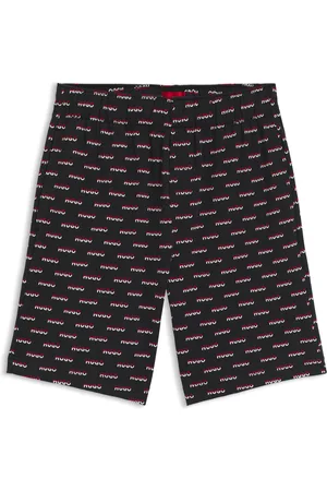 HUGO BOSS Pyjamashort van katoenjersey met logoprint