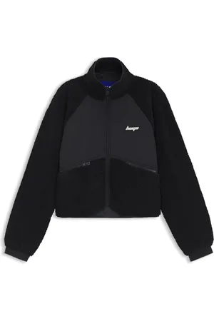 HUGO BOSS Teddyjack met contrasterende stof aan de voorkant