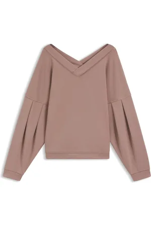 HUGO BOSS Sweatshirt met V-hals en ballonmouwen