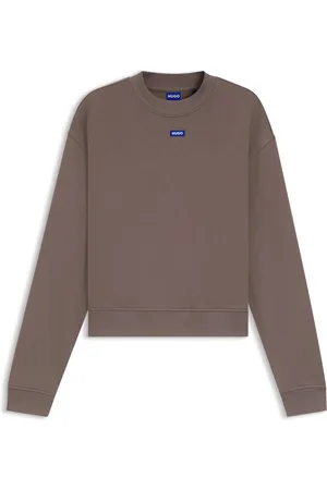HUGO BOSS Sweater van katoenen badstof met logopatch