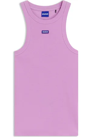 HUGO BOSS Slim-fit top van stretchkatoen met blauwe logopatch