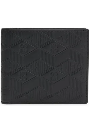 HUGO BOSS Openklapbare portemonnee van leer met geometrische logo’s