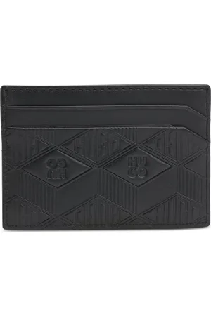 HUGO BOSS Pasjeshouder van leer met geometrische logo’s