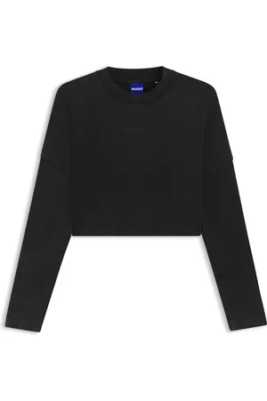 HUGO BOSS Iets korte sweater van katoen met logoprint