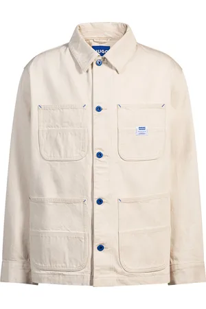 HUGO BOSS Relaxed-fit fieldjacket van ecru denim