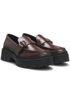 HUGO BOSS Leather loafers with buckled strap