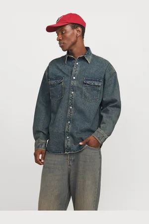 JACK & JONES Wide Fit Denim Overhemd