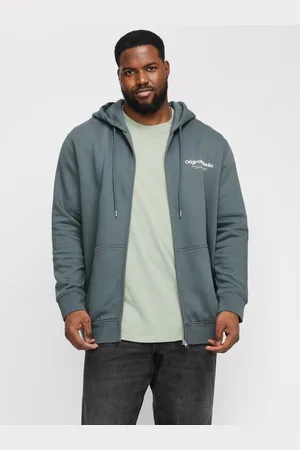 JACK & JONES Plus Size Gedrukt Hoodie Met Rits