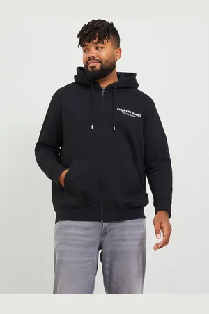 JACK & JONES Plus Size Gedrukt Hoodie Met Rits