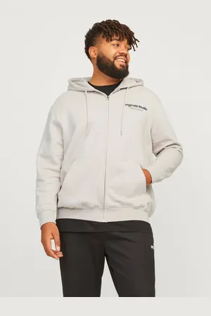 JACK & JONES Plus Size Gedrukt Hoodie Met Rits