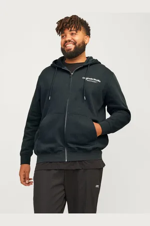 JACK & JONES Plus Size Gedrukt Hoodie Met Rits