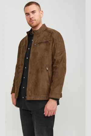 JACK & JONES Plus Size Biker Jas Met Leer-look