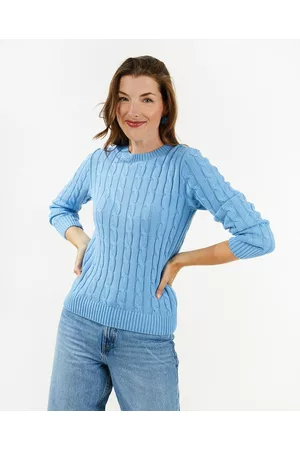 OVS Dames Fleece truien - Lichtblauwe Kabeltrui
