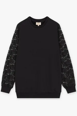 Atelier Maman Zwarte Sweater Met Siermouwen