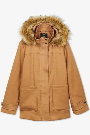 Sora Bruine Jas Met Faux Fur