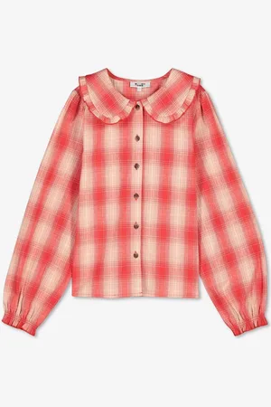 Fish & Chips Rode Blouse Met Ruiten