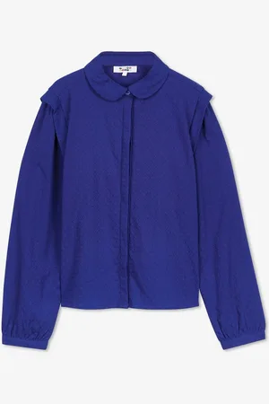 Fish & Chips Blauwe Blouse Met Reliëf