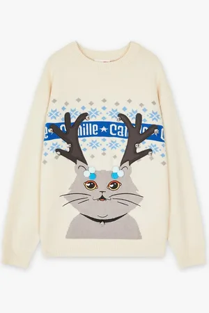 Camille Kersttrui Moustache, Unisex, 4-14 Jaar