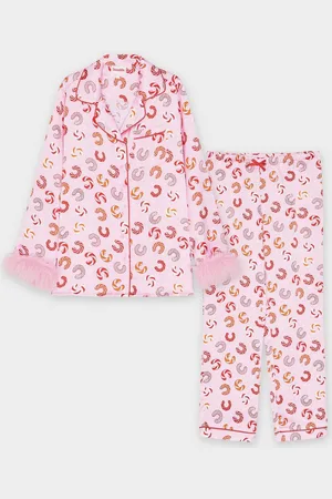 Camille Satijnen Pyjama Met Print, 6-14 Jaar