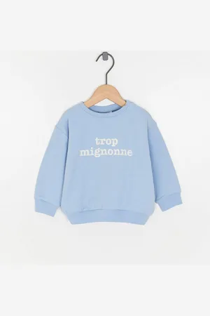 Cuddles and Smiles Blauwe Sweater Met Backprint, Trop Mignonne