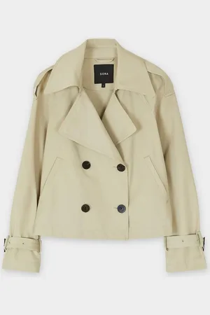 Sora Lichtgroene Korte Trenchcoat