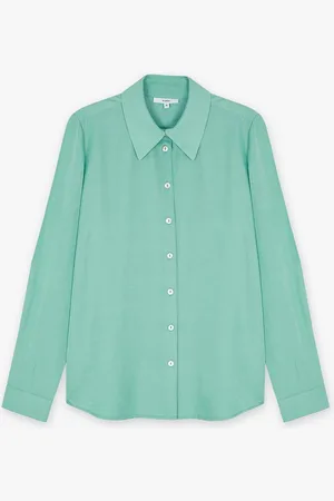 Sora Turquoise Satijnen Hemd