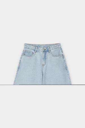 Groggy Lichtblauwe Jeansshort, Wide Fit