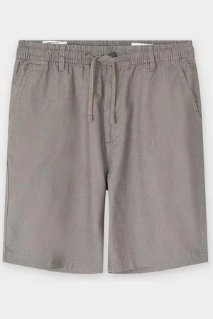 QS by s.Oliver Grijze Short Met Linnen, Relaxed Fit